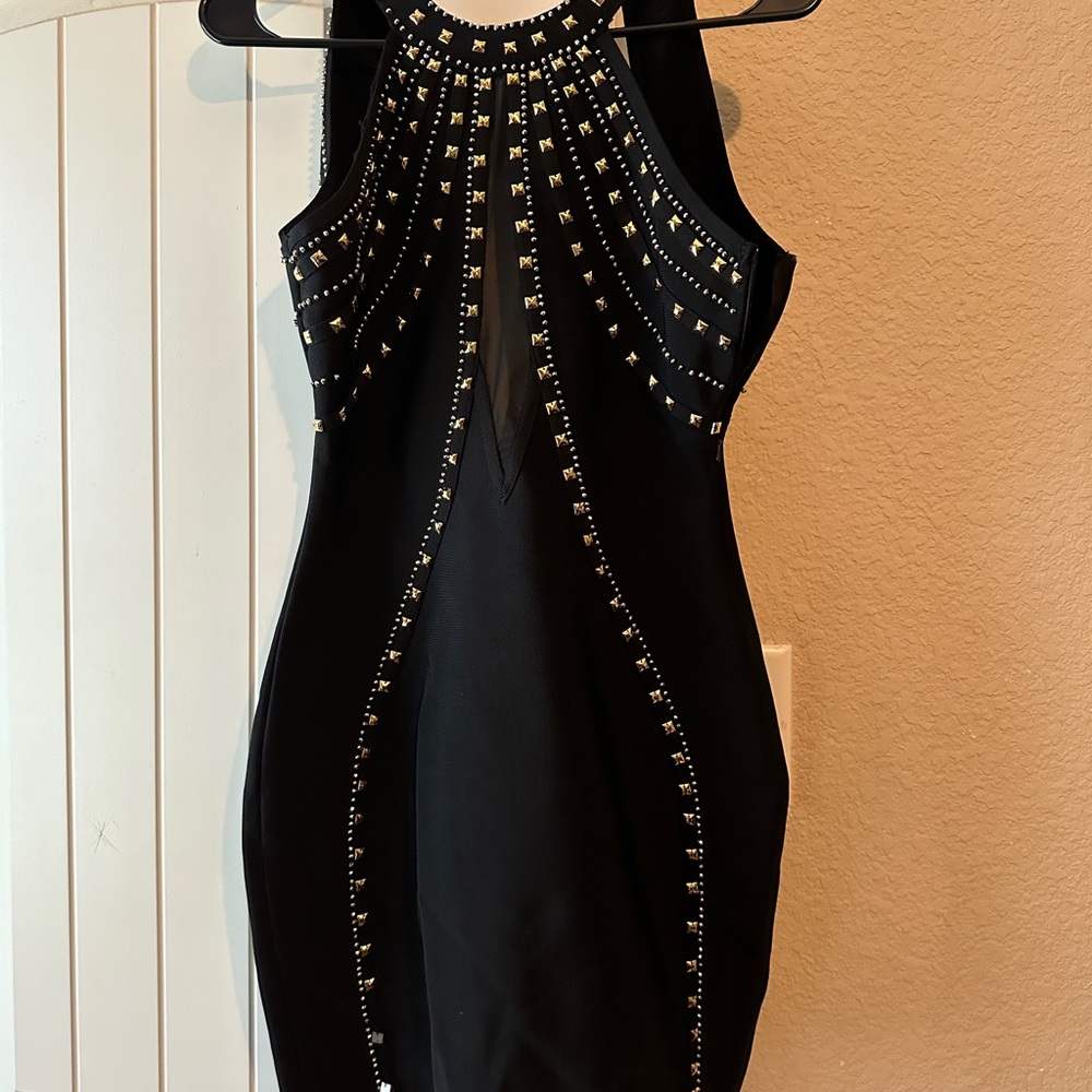 Elegant Black Studded Dress